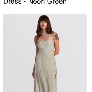 RVCA Neon Green Floral Midi Dress